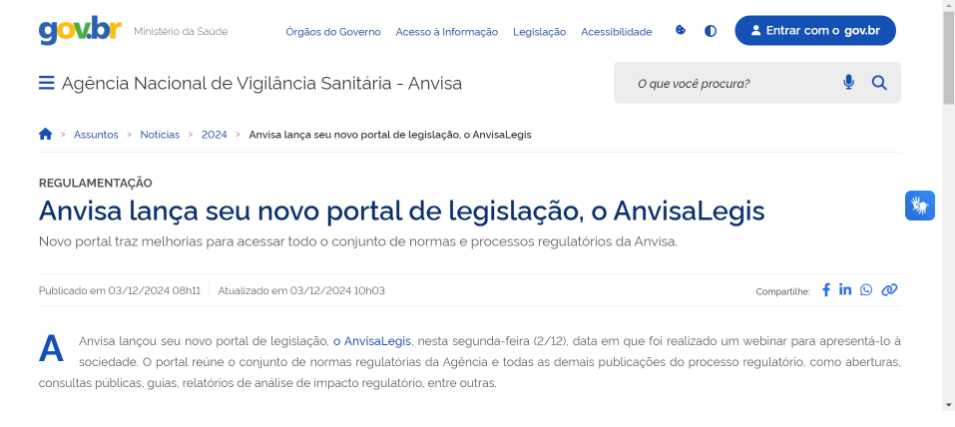 【行业资讯】巴西ANVISA推出新的立法门户网站——AnvisaLegis